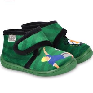 GIOSEPPO Soccer Velcro Straps Slippers in Green, Sz 22 New